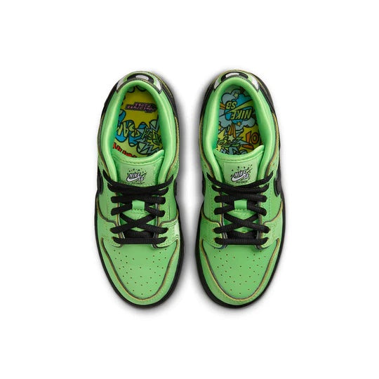 Nike SB Dunk Low Kids 'Powerpuff Girls Buttercup' top view