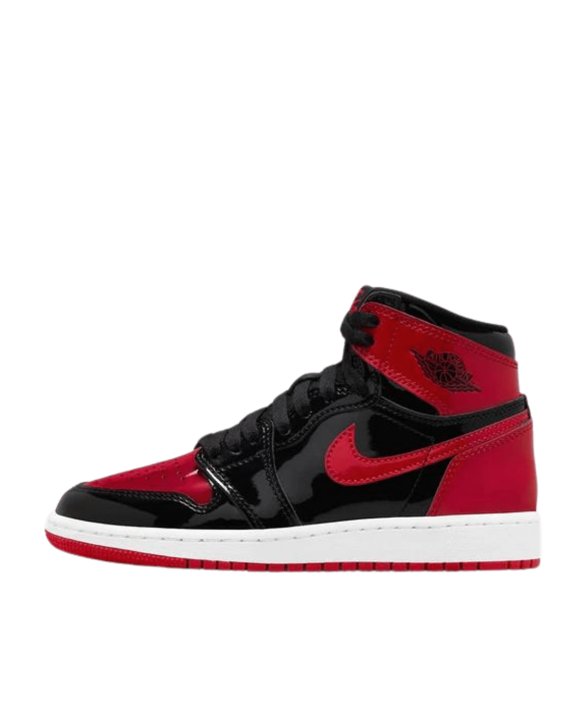 Air Jordan High Junior Patent Bred Junior Black Red Jordan 1s