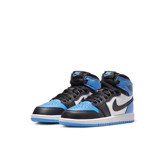 kids air jordan 1 high unc toe front view
