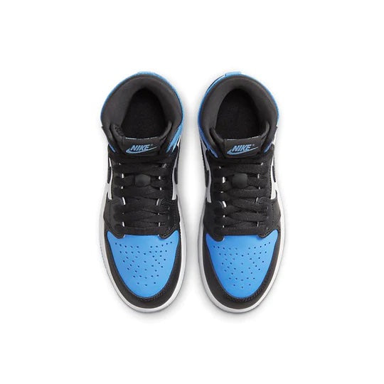 kids air jordan 1 high unc toe top view