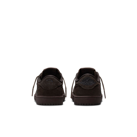 Air Jordan 1 Low x Travis Scott Kids 'Velvet Brown' heel