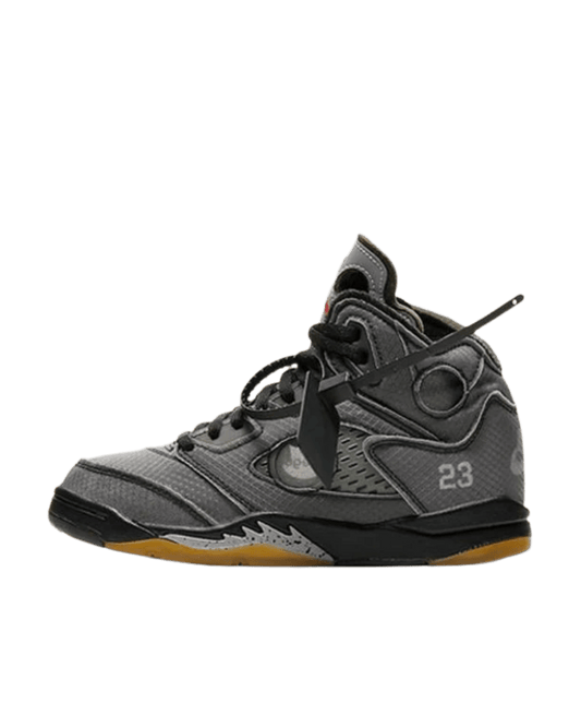 Air Jordan 5 x Off-White Kids 'Black' side view