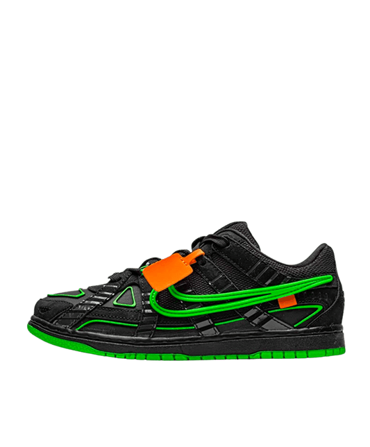 Nike Air Rubber Dunk x Off-White Kids 'Green Strike' side view
