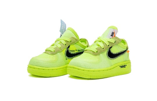 Nike Air Force 1 Low x Off-White Kids 'Volt' front view