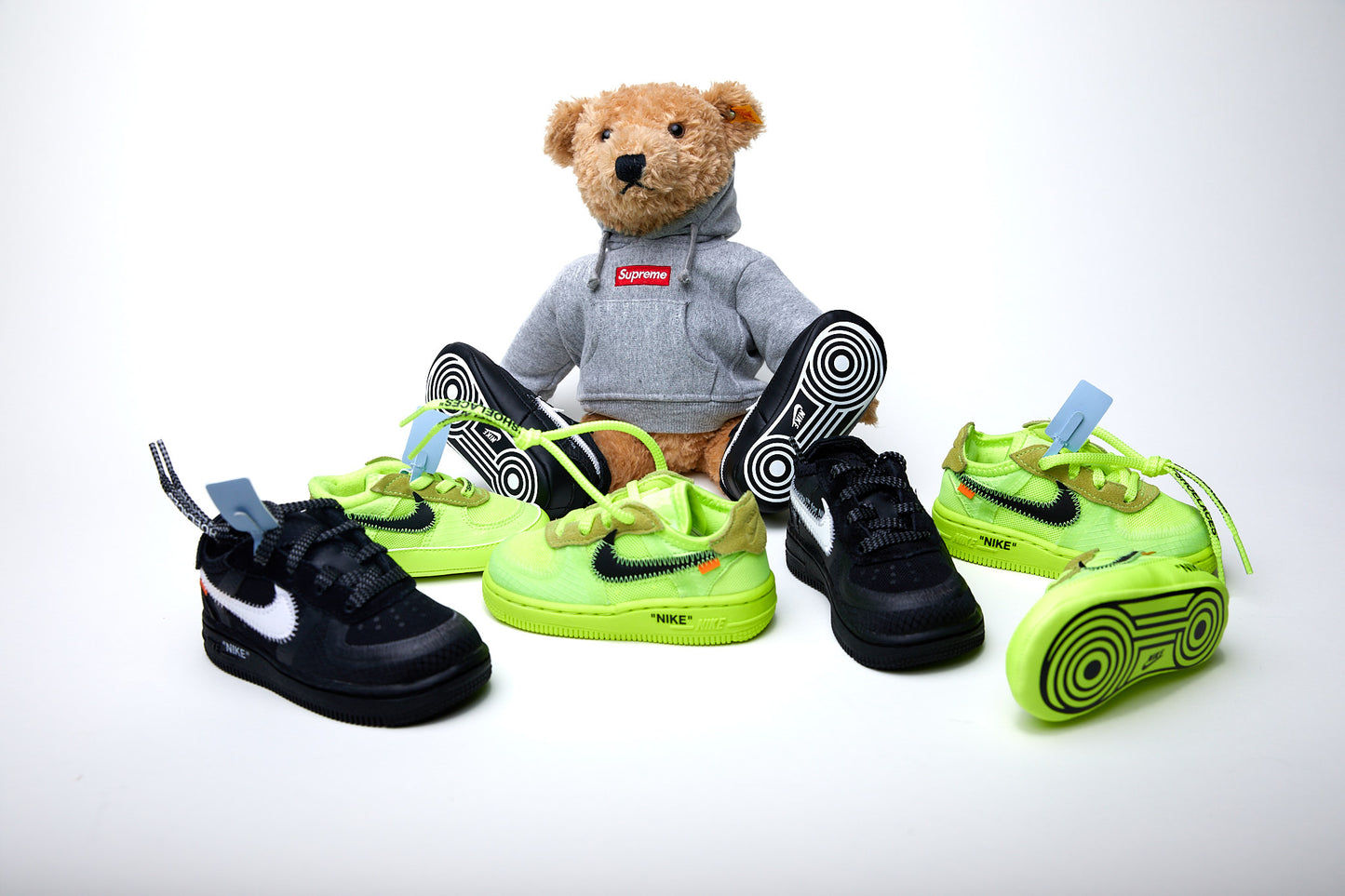 Nike Air Force 1 Low x Off-White Kids 'Black White VOLT'