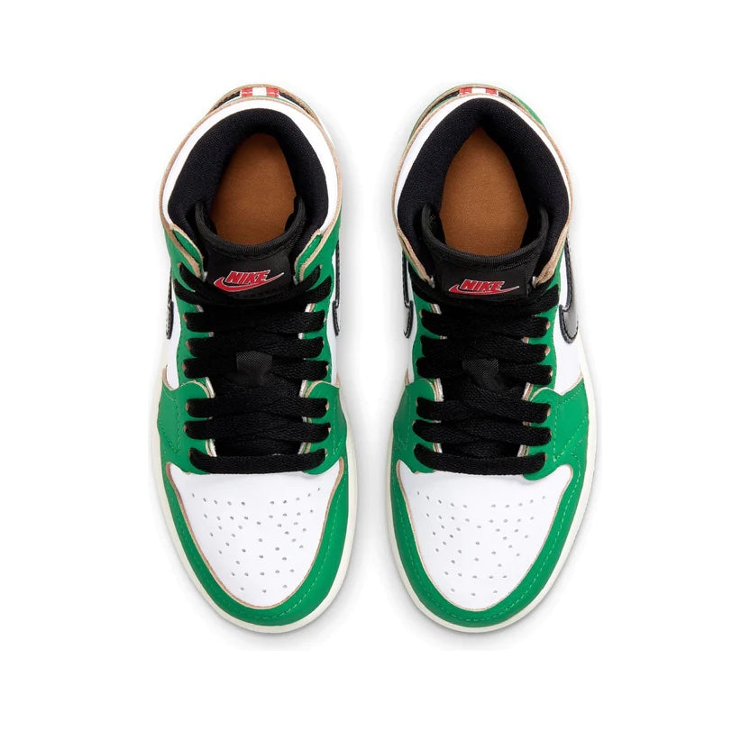 Air Jordan 1 High Kids 'Lucky Green' side view top view