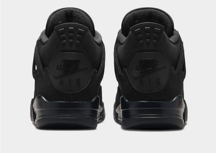 AIR JORDAN 4 JUNIOR BLACK CAT FRONT VIEW HEEL