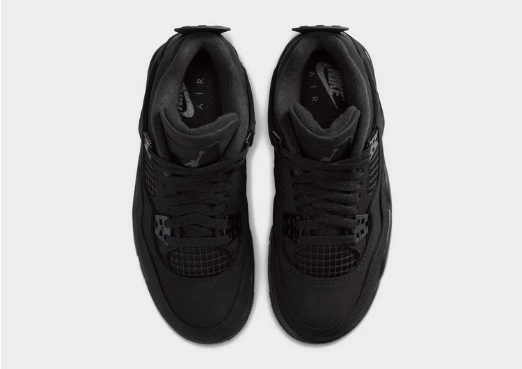 AIR JORDAN 4 JUNIOR BLACK CAT FRONT VIEW TOP VIEW