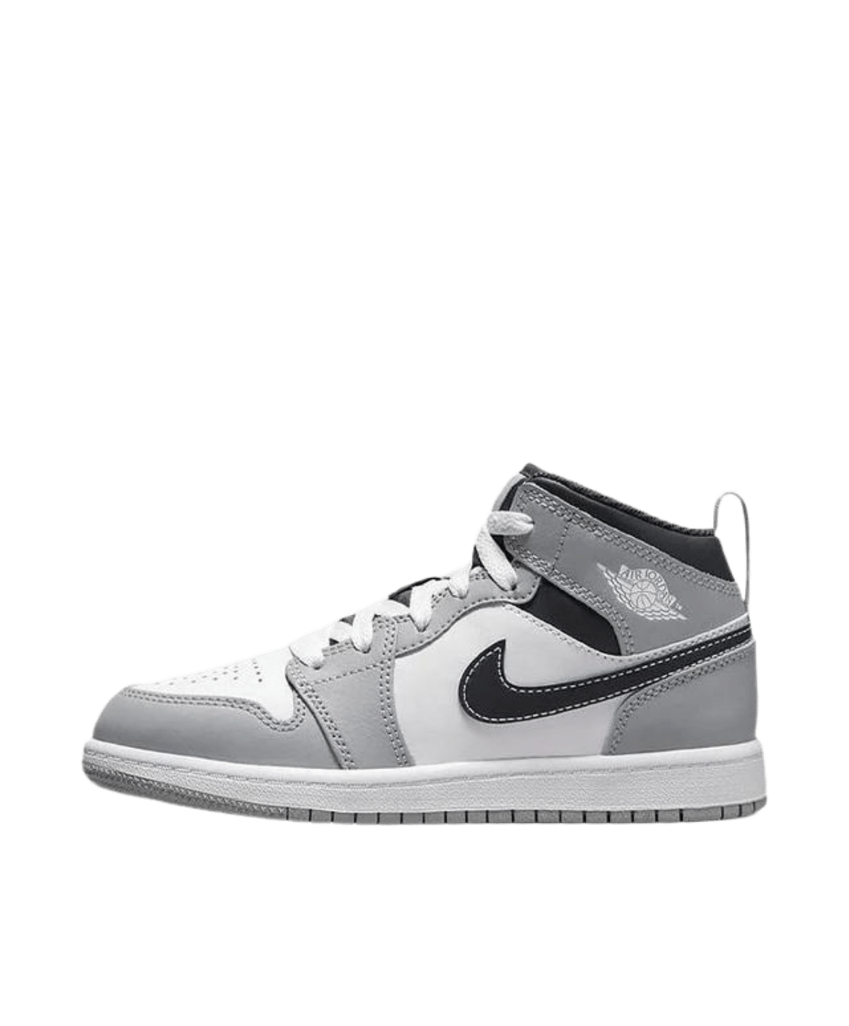 Air Jordan 1 Mid Kids 'Light Smoke Grey' side view