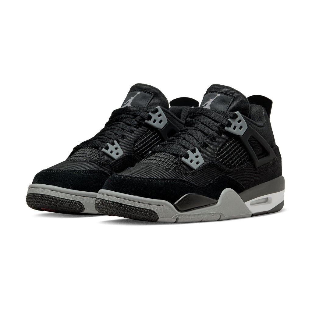 Air Jordan 4 Junior Black Canvas Junior Kids Black Jordan 4s littlelaces