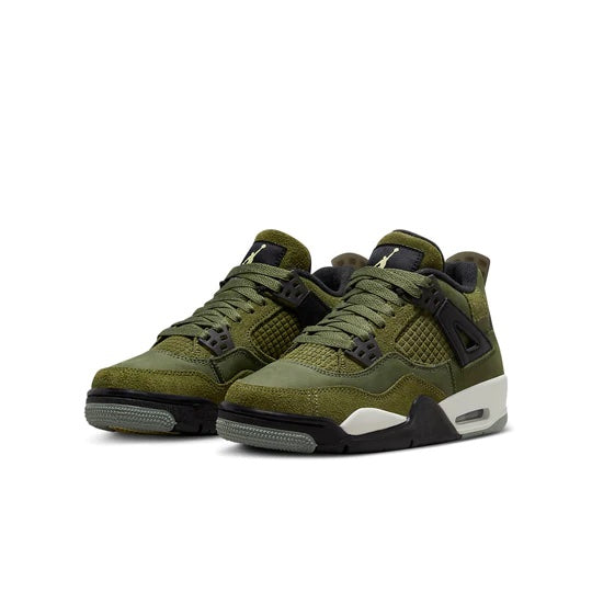 Air Jordan 4 Junior Craft Olive Junior Kids Olive Green Jordan 4s littlelaces