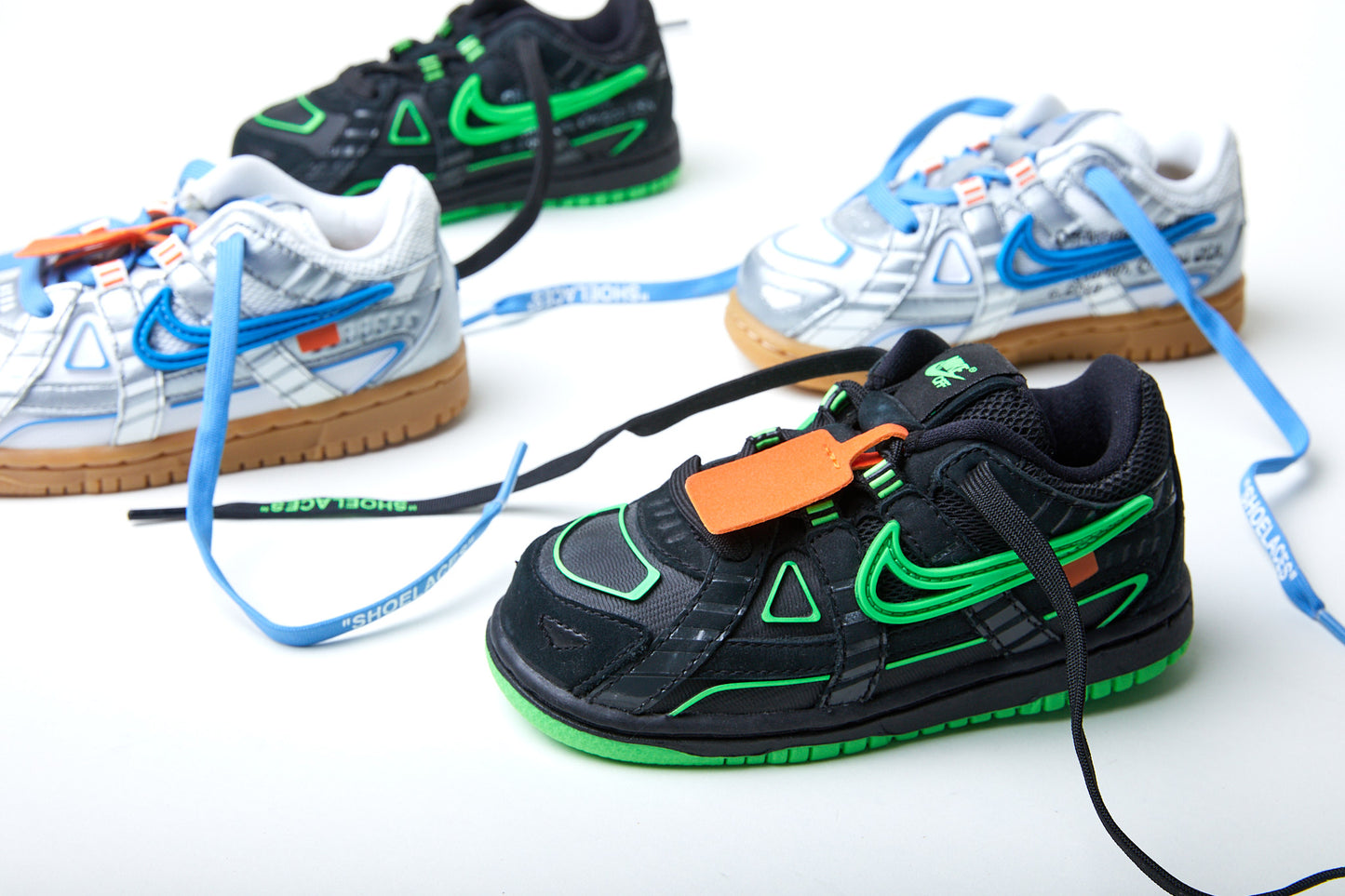 Nike Air Rubber Dunk x Off-White Kids 'Green Strike UNIVERSITY BLUE'