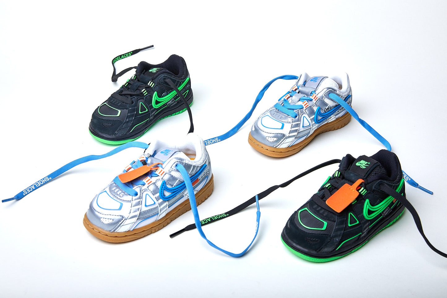 Nike Air Rubber Dunk x Off-White Kids 'Green Strike UNIVERSITY BLUE'