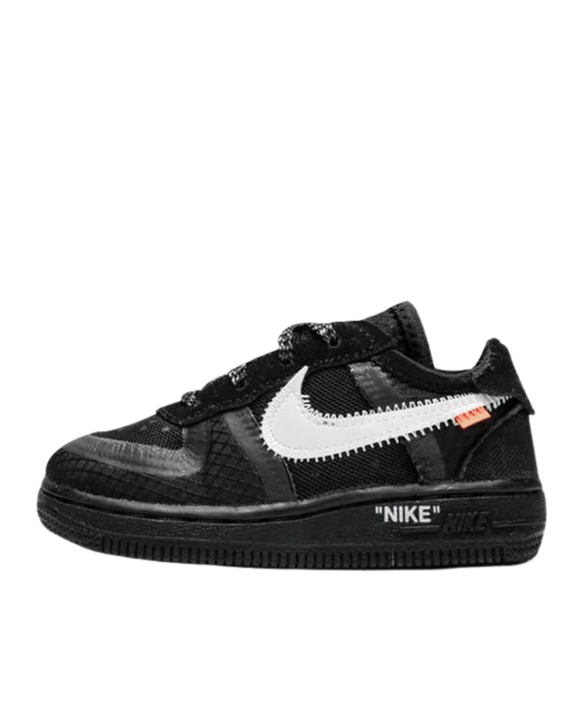 Nike Air Force 1 Low x Off-White Kids 'Black White' side view