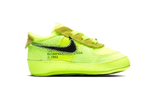 Nike Air Force 1 Low x Off-White Newborn 'Volt' side view