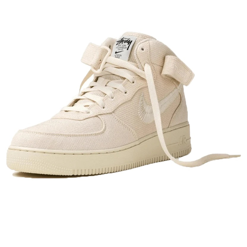 Nike Air Force 1 Mid x Stussy 'Fossil' front view