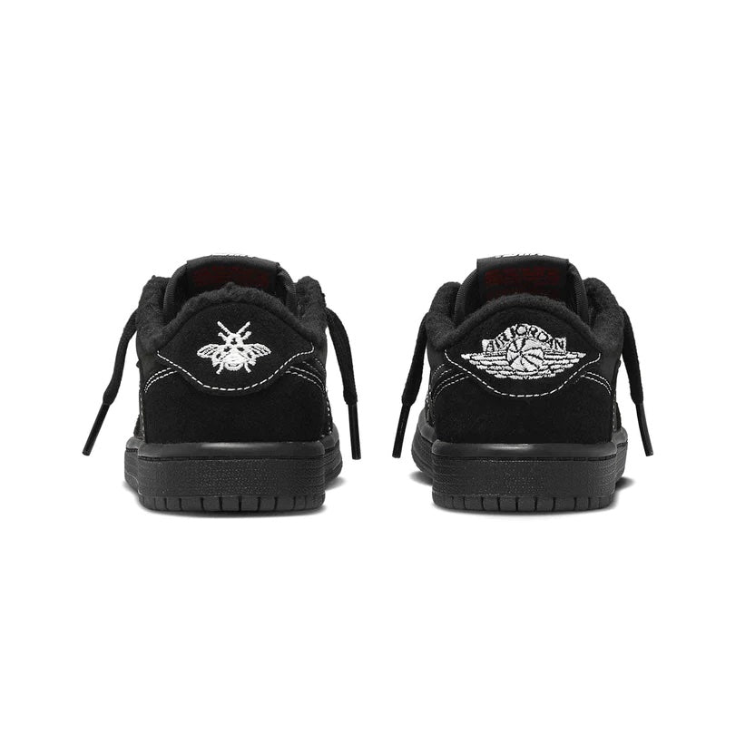 Air Jordan 1 Low x Travis Scott Kids 'Black Phantom' heel